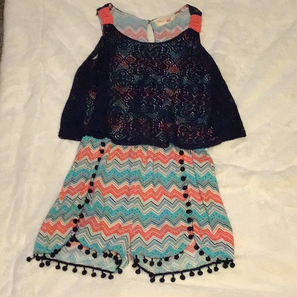 Girls Lace Short Romper by Red Camel, Sleeveless,